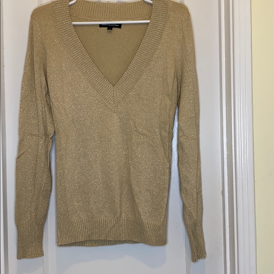 Never Worn!! Gold Glitter Express Sweater
